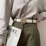 FASHION DOUBLE ROUND SMOOTH BUCKLE BELT_CWABE0128