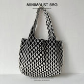 Women Fashion Plaid Knitted Shoulder Handbag_Cwab1515