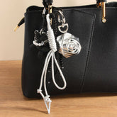 CREATIVE SILVER BALLOON DOG KEYCHAIN WITH BOW_CWMM7641