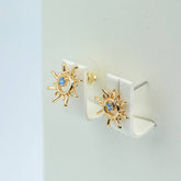 ROMANTIC SUNFLOWER BLUE ZIRCON STUD EARRINGS_CWAJE5082