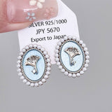 OIL PAINTING BLUE GINKGO LEAF EARRINGS_CWAJE2041