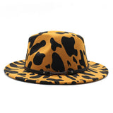 FASHION COW PATTERN WOOLEN HAT JAZZ HAT FELT HAT_CWAH2569