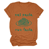 Trendy Womens Short Sleeve Tee Eat Pasta Run