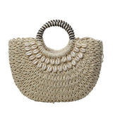Retro Semicircle Fashionable Shell Woven Bag_Cwab2316