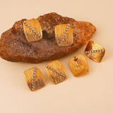 18K STAINLESS STEEL ZIRCON EARRINGS RING SET_CWMM8913