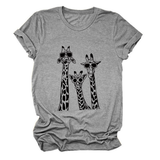 Womens Giraffe Print Casual Summer T-Shirt
