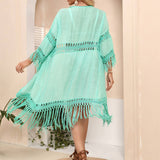 Womens Tassel Stitching Holiday Swimsuit Cover-Up