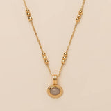 STAINLESS STEEL MULTI LAYERED GEMSTONE NECKLACE_CWMM5733
