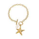 STYLISH 18K GOLD STARFISH SHELL CHARM BRACELET_CWAJE4747