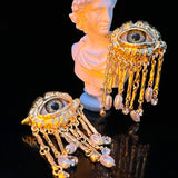 Vintage Devils Eye Tassel Stud Earrings