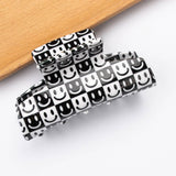 BLACK WHITE PLAID HAIR CLAW RETRO CHIC CLIP_CWAHA0312