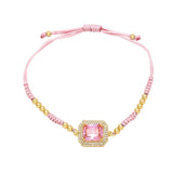 BOHEMIAN COLORED ZIRCON GEOMETRIC SQUARE BRACELET_CWAJE1041