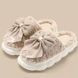 Women Bowknot Comfort Warm Indoor Slippers_Cwshs0296