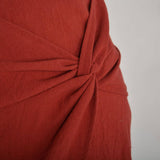HIGH WAIST COTTON AND LINEN TWISTED SKIRT_CWBSS0401