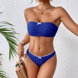Womens Bandeau Bikini Sexy Solid Color Swimwear
