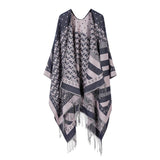SHAWL FAUX CASHMERE CAPE FRINGED CAPE_CWASC2248