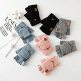 Winter Warm Half Finger Flip Touch Screen Gloves_Cwmm1495