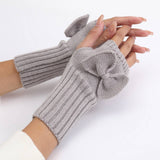 Bow Knitted Thermal Fingerless Sleeves_Cwag0110