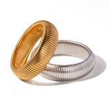 CHIC WIDE SNAKE CHAIN BANGLE IN GOLD SILVER STEEL_CWAJE4772