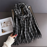 Vintage Plaid Winter Cashmere Feel Tassel Scarf_Cwasc03259
