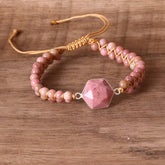 HEXAGONAL RHODONITE BRAIDED BRAIDED BRACELET_CWAJE3955