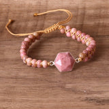 HEXAGONAL RHODONITE BRAIDED BRAIDED BRACELET_CWAJE3955