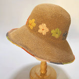 FOLDABLE HANDMADE CROCHET EMBROIDERED STRAW HAT_CWAH3589