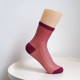 STRIPE MESH SOCKS FOR WOMEN MID TUBE TIDE SOCKS_CWMS054