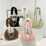 Winter Chain Hand-Held Shoulder Underarm Plush Bag_Cwab3969