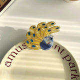 PEACOCK ACETATE HAIR CLAW RHINESTONE CHIC CLIP_CWAHA5900