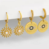 SUNFLOWER PENDANT WITH ZIRCON EARRINGS_CWAJE1016