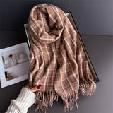 Vintage Plaid Winter Cashmere Feel Tassel Scarf_Cwasc03259