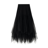 IRREGULAR PLEATED TULLE MIDI SKIRT WITH VOLUME_CWBMS0383