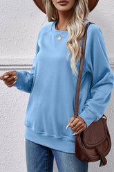 Solid Round Neck Long Sleeved Hoodie_Cwtstl0652