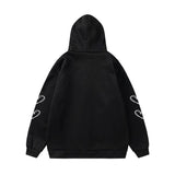 Spider Web Heart Zipper Fleece Hooded Cardigan
