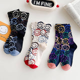 COTTON SMILEY FACE CREW SOCKS_CWMS0280