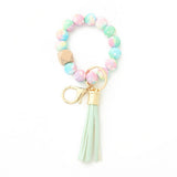 LEOPARD PRINT SILICONE BEAD BRACELET KEYCHAIN_CWMM6874