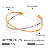 18K GOLD SILVER TWO TONE CROSS OPEN CUFF_CWAJE4638