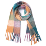 CHUNKY PLAID MOHAIR LOOK SCARF WITH FRINGES_CWASC0119