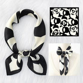 FLORAL SATIN SCARF FOR COMMUTING SUN PROTECTION_CWASC1163