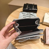 Solid Color Bow Pu Zipper Wallet, Large Capacity_Cwab06247
