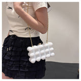 FASHIONABLE WAVE BEAD BOX BAG EVENING CLUTCH BAG_CWAB3249