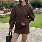 Two-Piece Set Round-Neck Jacket And Mini Skirt