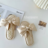 LETTER EMBROIDERED HOLLOW BOW HOME SLIPPERS_CWMM2989