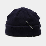 Cwah3168_New Style Iron Ring Pin Hole Wool Knitted Hat