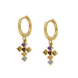 COLORFUL FRENCH CROSS DIAMOND EARRINGS_CWAJE1733
