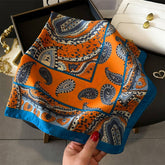 LOTUS PEONY PRINT SATIN SQUARE SCARF FOR SUMMER_CWASC1429