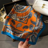 LOTUS PEONY PRINT SATIN SQUARE SCARF FOR SUMMER_CWASC1429