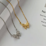 NICHE DESIGN RHINESTONE BOW NECKLACE FOR WOMEN_CWAJE3089