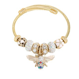 Trendy Gold Steel Bracelet With Enamel Charm_Cwmm8595